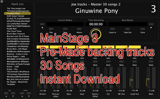 MainStage 3 Pre-Made backing tracks 30 Song Set - Instant Download